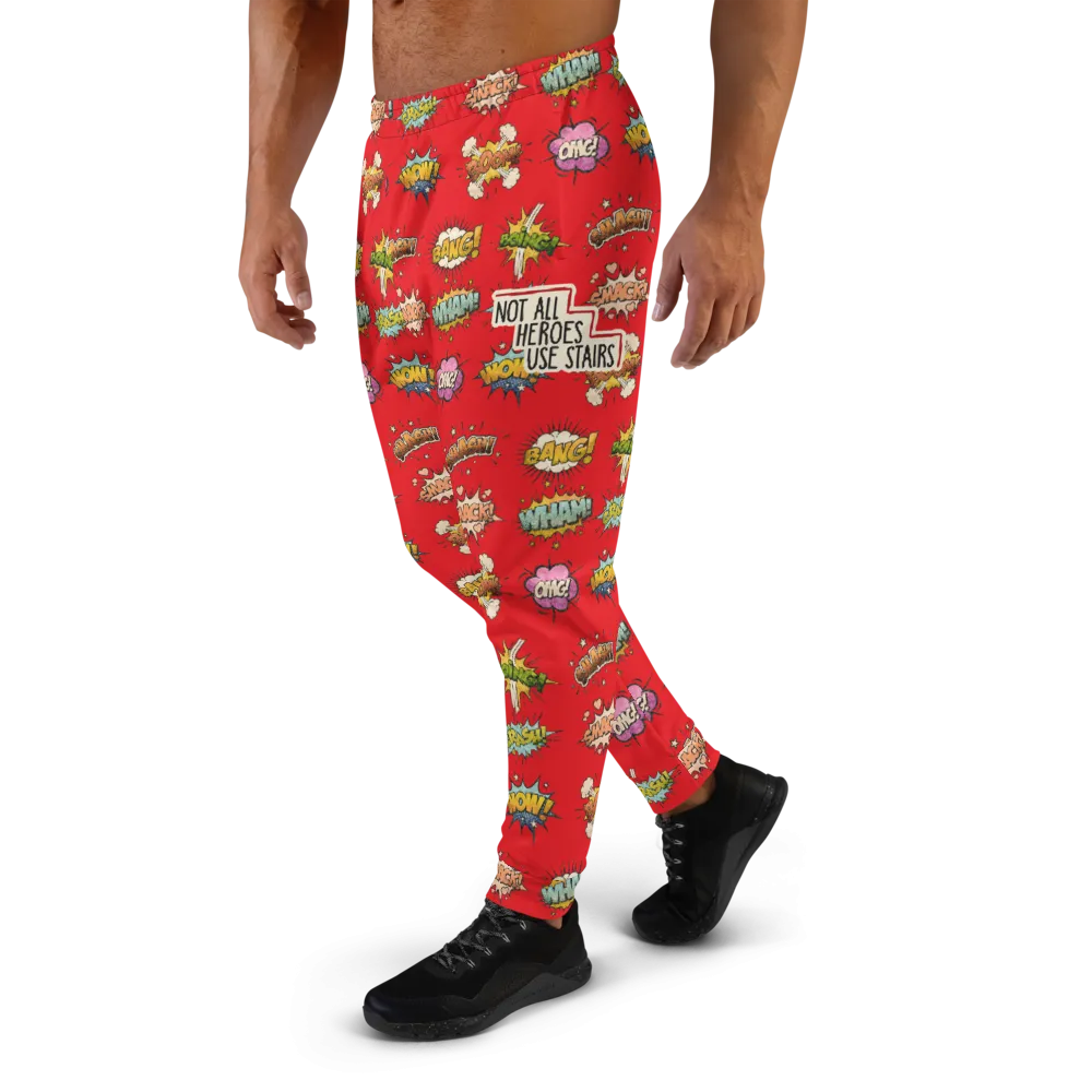 Not All Heroes Use Stairs (Men's Joggers) Comic Book Speech Bubbles Pattern