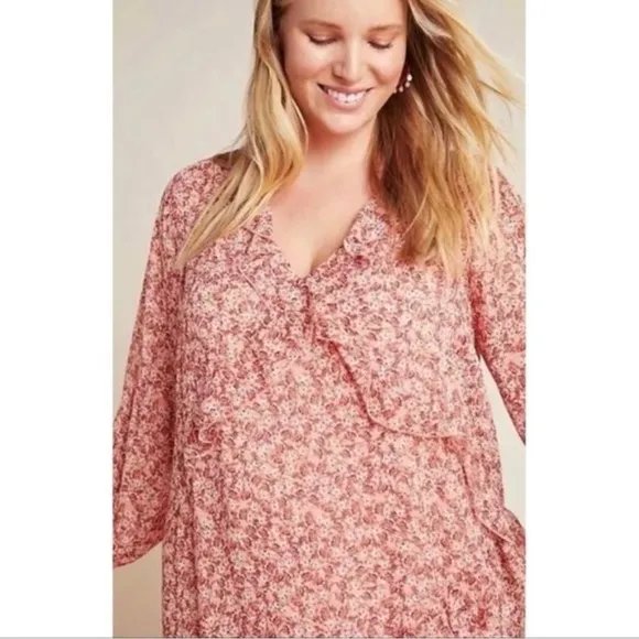 NWT! Anthropologie Maeve Sirena Ruffled Sheer Dress