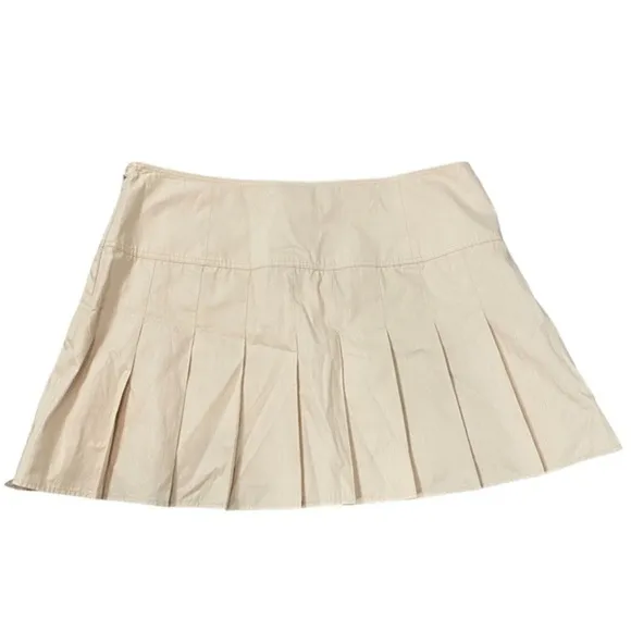 NWT Anthropologie Pleated Mini Skirt Khaki Tank Button Y2k 90s size 14