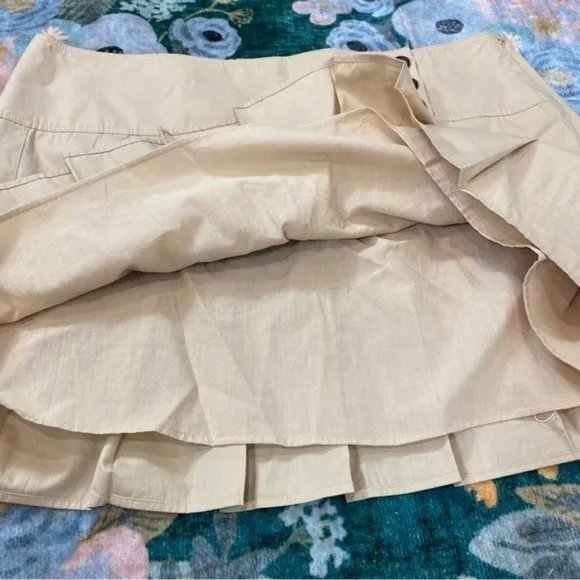 NWT Anthropologie Pleated Mini Skirt Khaki Tank Button Y2k 90s size 14