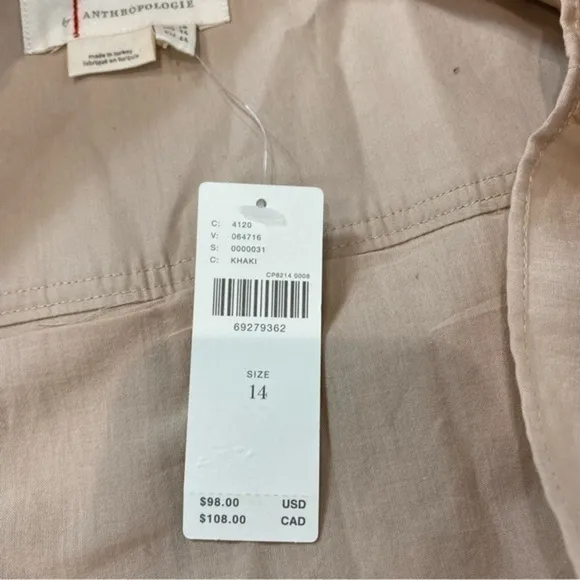 NWT Anthropologie Pleated Mini Skirt Khaki Tank Button Y2k 90s size 14
