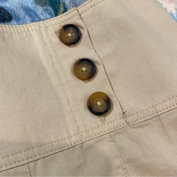 NWT Anthropologie Pleated Mini Skirt Khaki Tank Button Y2k 90s size 14