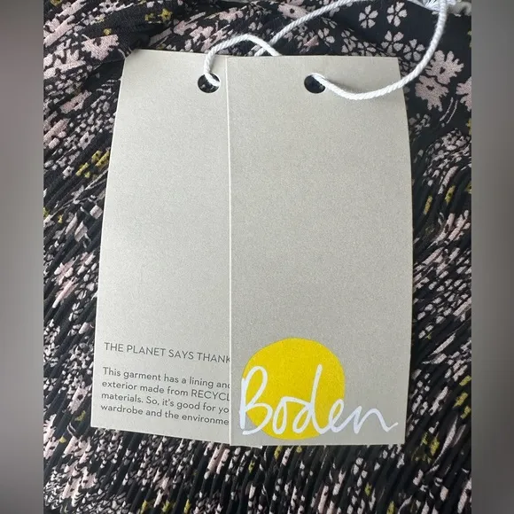 NWT Boden Plisse Mini Skirt Black, Prairie Garden