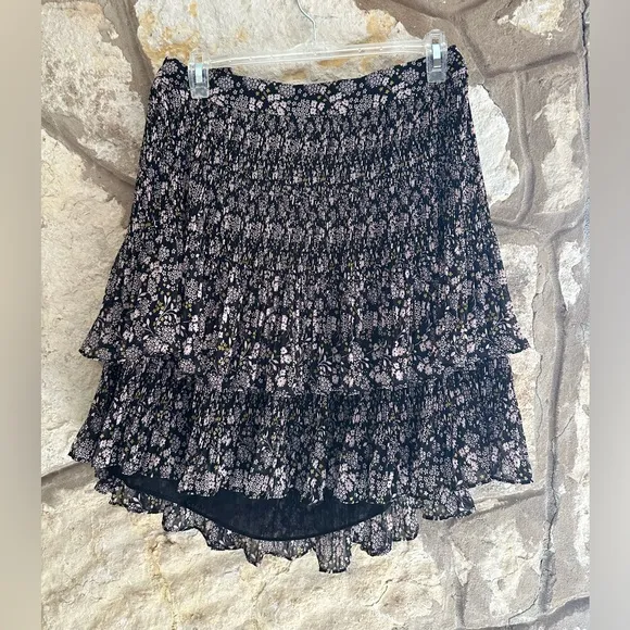 NWT Boden Plisse Mini Skirt Black, Prairie Garden
