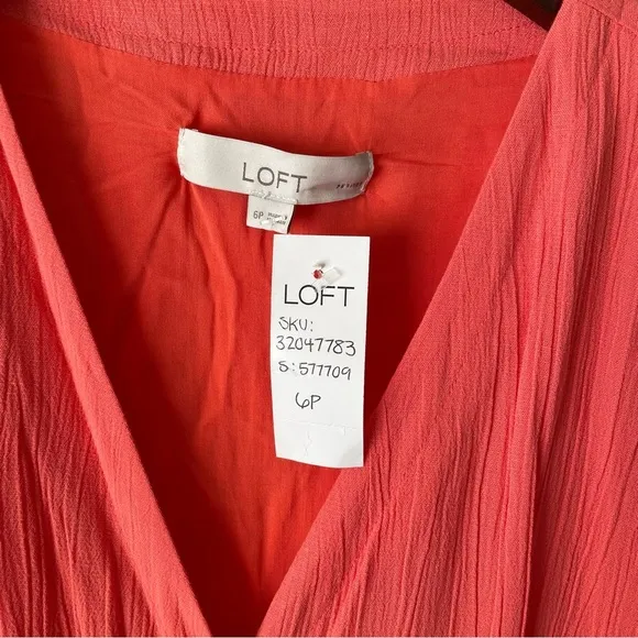 NWT LOFT Petite Vneck Midi Shirtdress Easter Spring Cottagecore