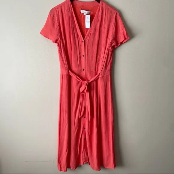 NWT LOFT Petite Vneck Midi Shirtdress Easter Spring Cottagecore