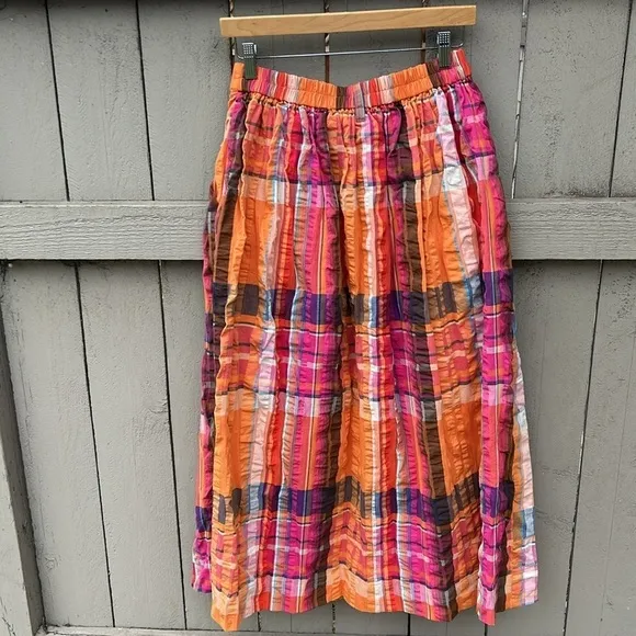 NWT Maeve Pippa Pleated Midi Skirt Anthropologie Bohemian Flowy Preppy Sz S