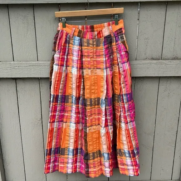 NWT Maeve Pippa Pleated Midi Skirt Anthropologie Bohemian Flowy Preppy Sz S