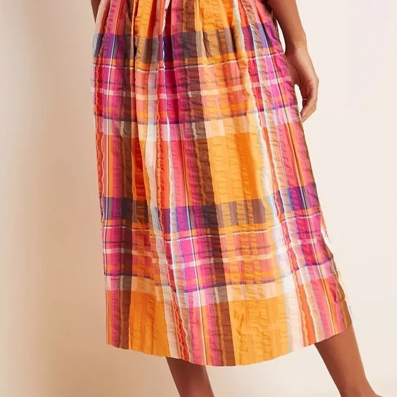 NWT Maeve Pippa Pleated Midi Skirt Anthropologie Bohemian Flowy Preppy Sz S