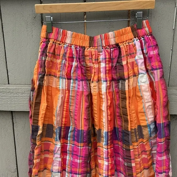 NWT Maeve Pippa Pleated Midi Skirt Anthropologie Bohemian Flowy Preppy Sz S