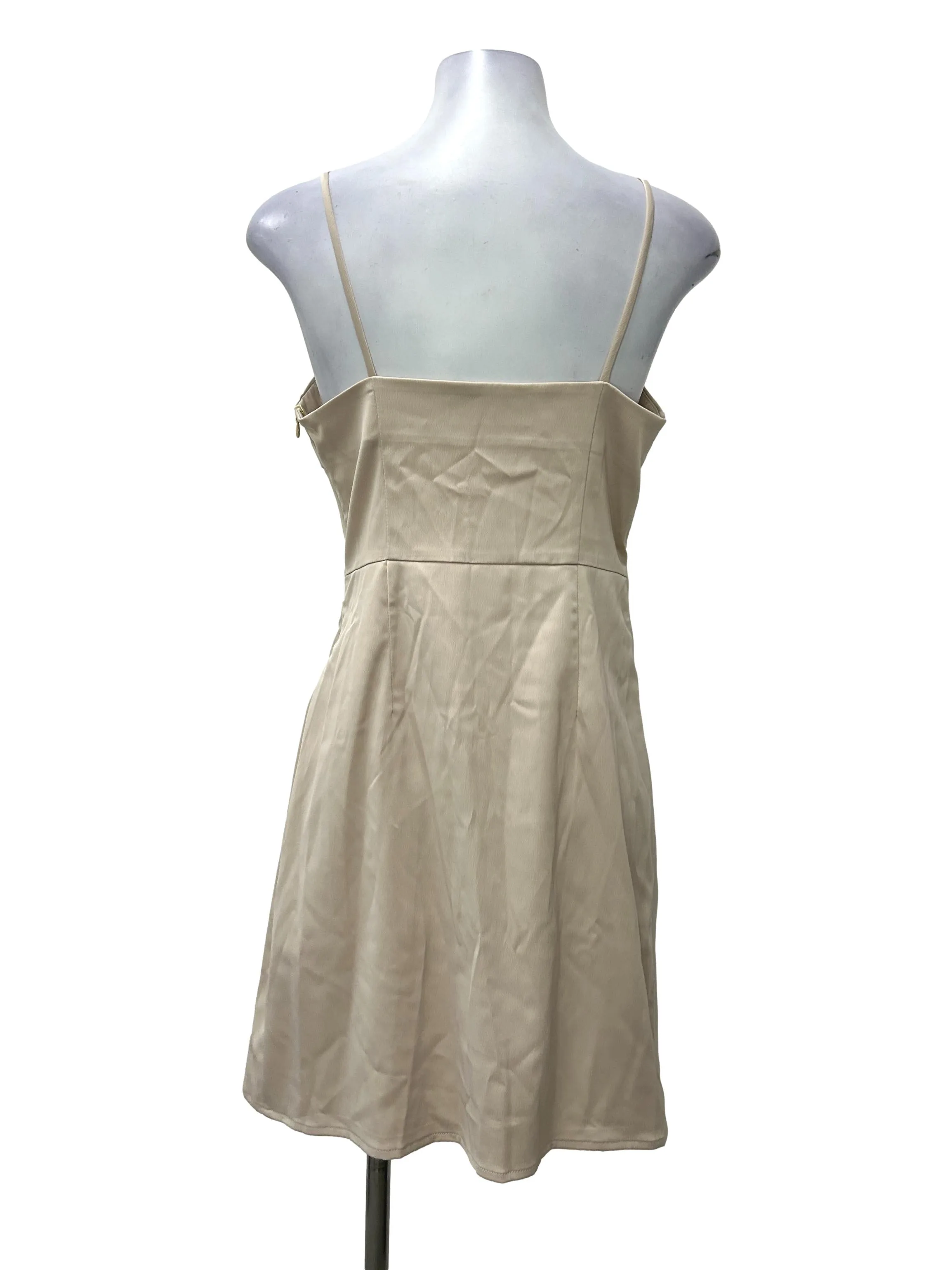 Oatmeal Pleated Sleeveless Dress