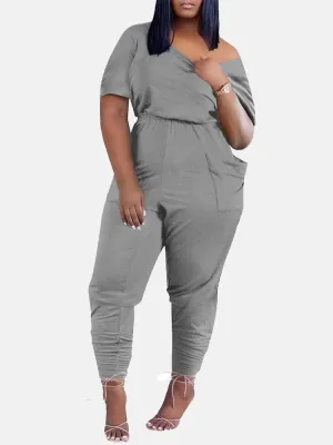 Off Shoulder Pocket Jumpsuit