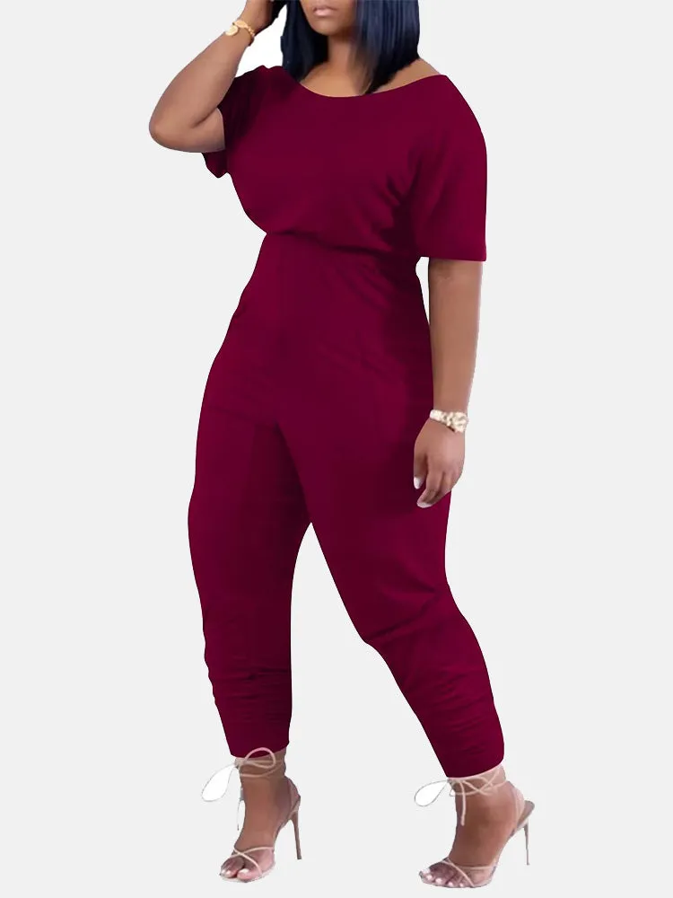 Off Shoulder Pocket Jumpsuit