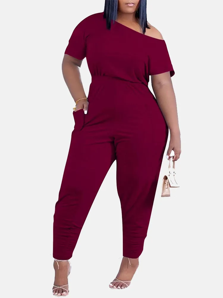 Off Shoulder Pocket Jumpsuit