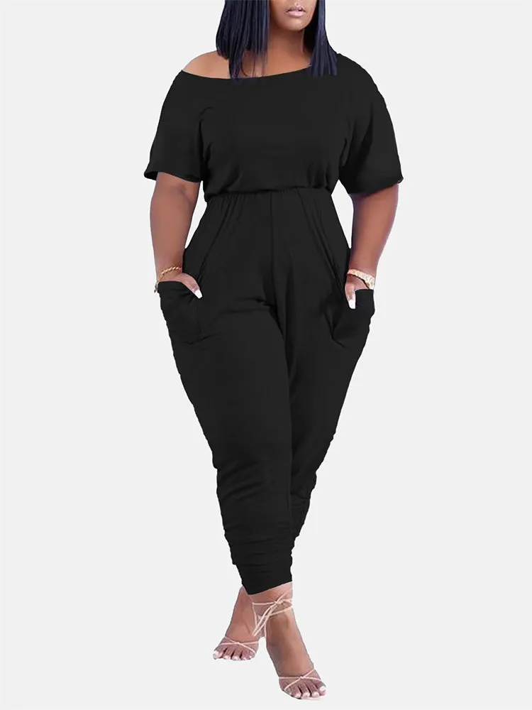 Off Shoulder Pocket Jumpsuit