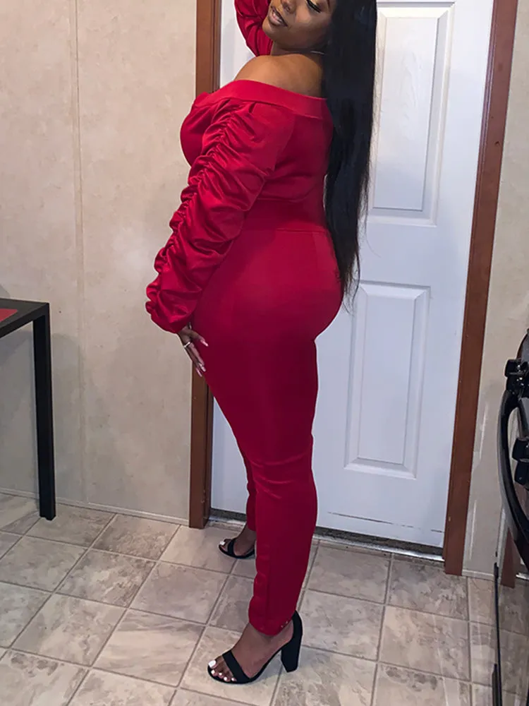 Off Shoulder Zipper Front Jumpsuit