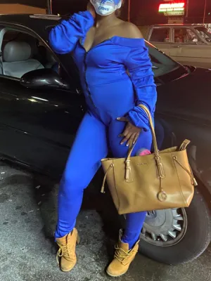 Off Shoulder Zipper Front Jumpsuit
