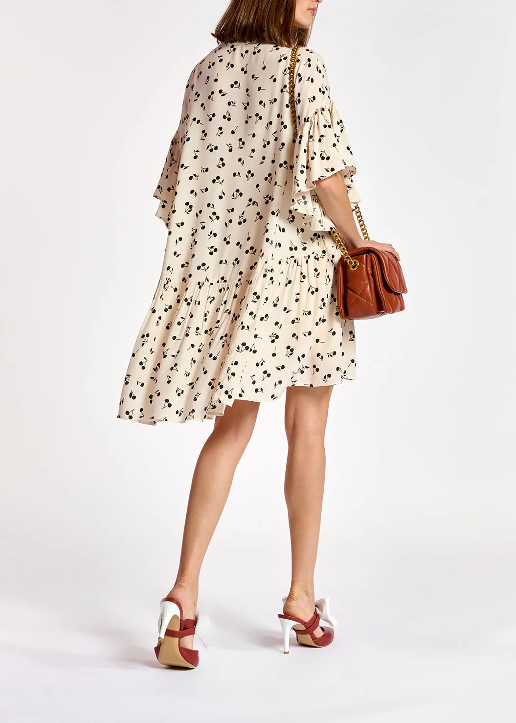 Off-white mini dress with cherry print