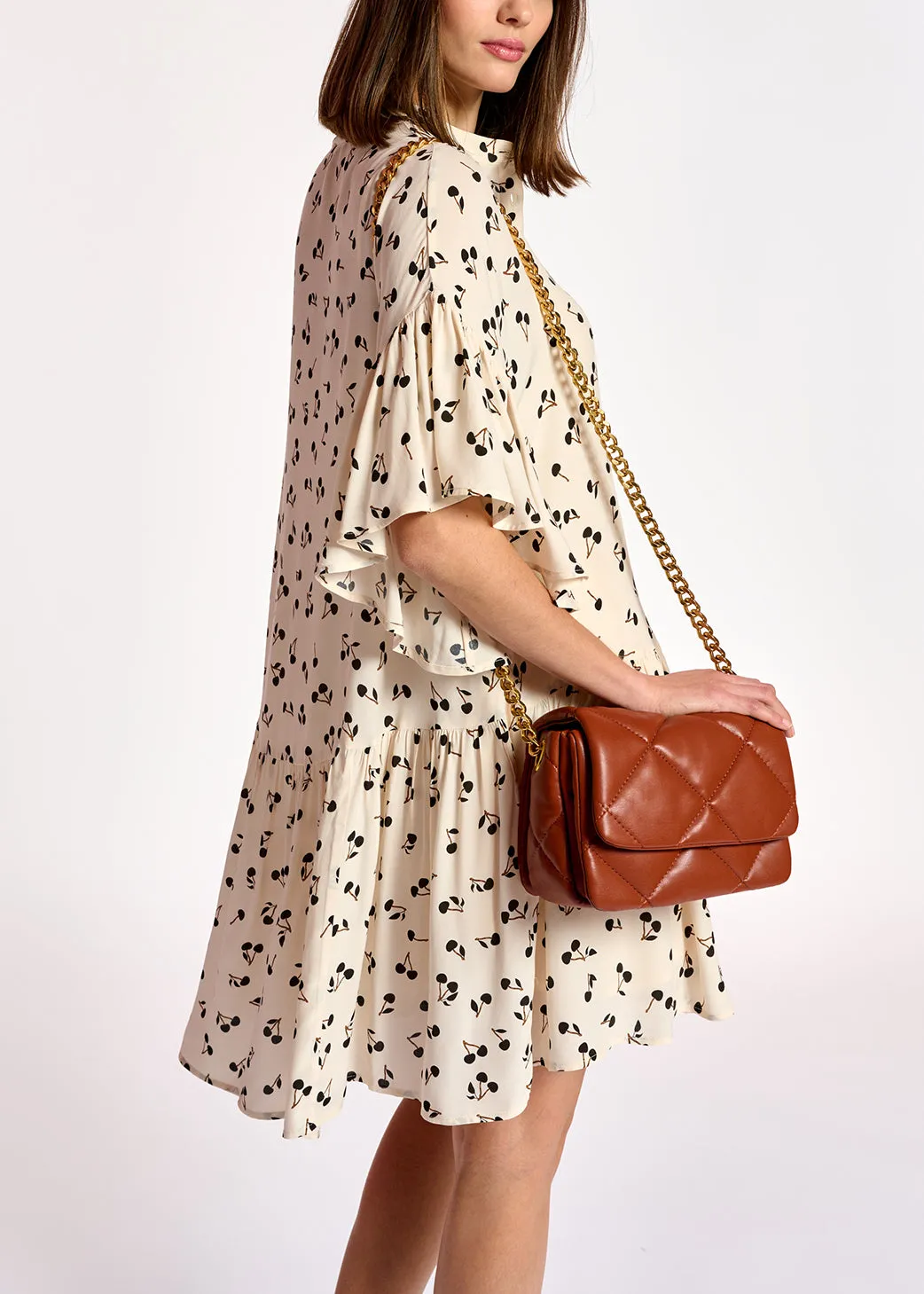 Off-white mini dress with cherry print