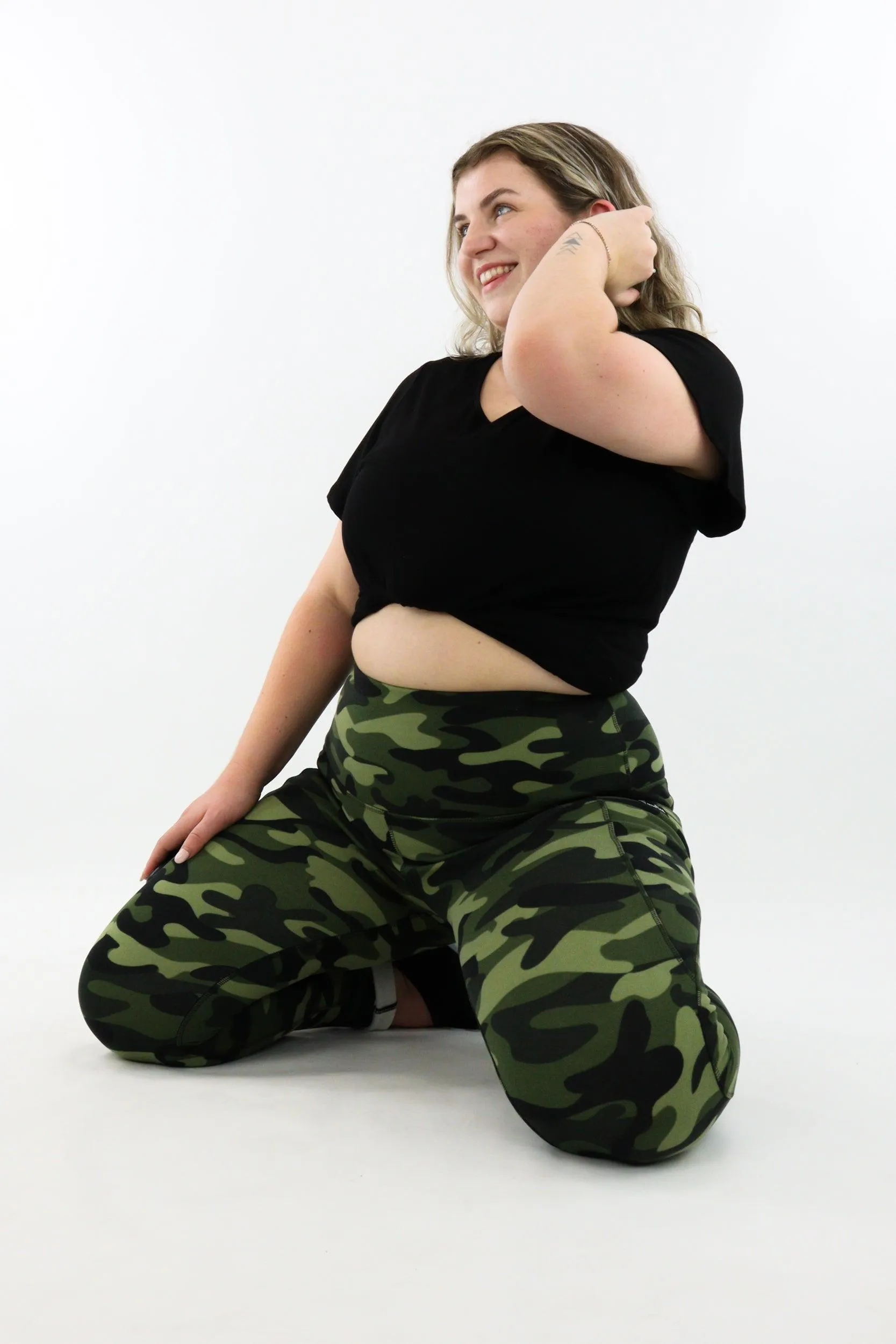 Olive Camo - Fleece - Leg Pockets - Full Leggings