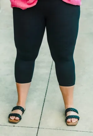 One of a Kind Black Yoga Banded Capris
