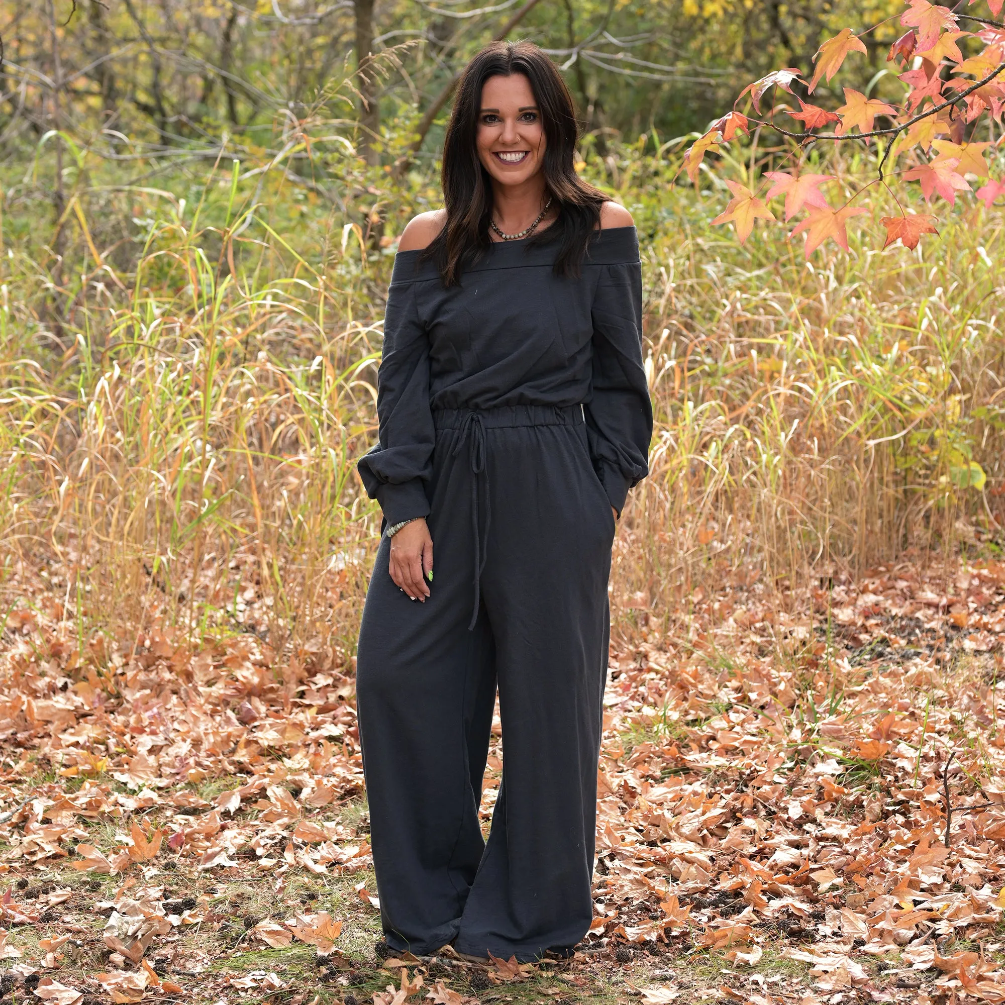 One Shoulder Terry Jumpsuit