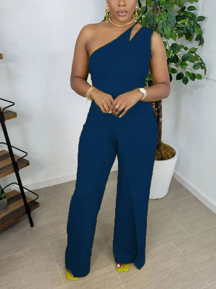 One Shoulder Wide Leg Jumpsuit