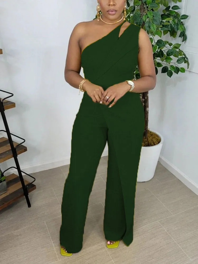 One Shoulder Wide Leg Jumpsuit
