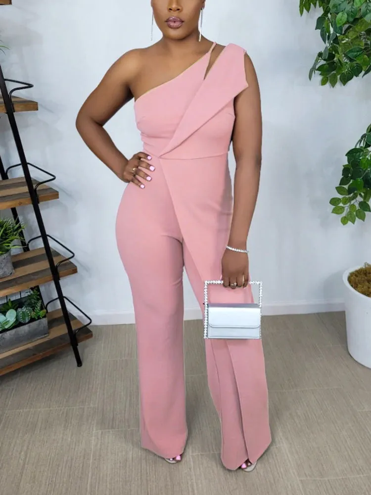One Shoulder Wide Leg Jumpsuit