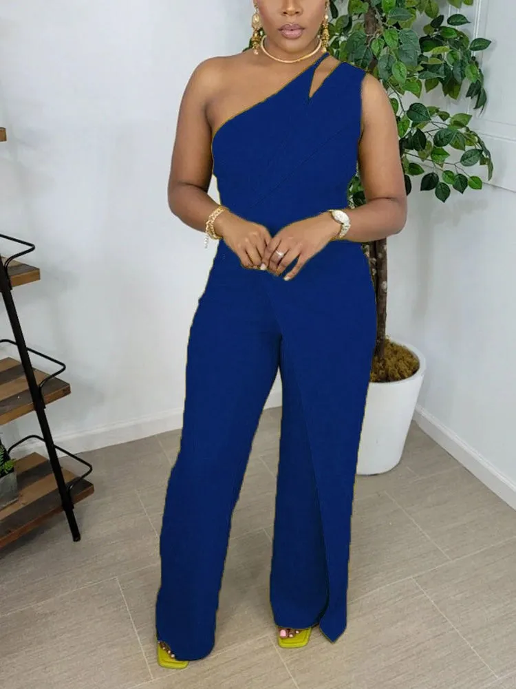 One Shoulder Wide Leg Jumpsuit