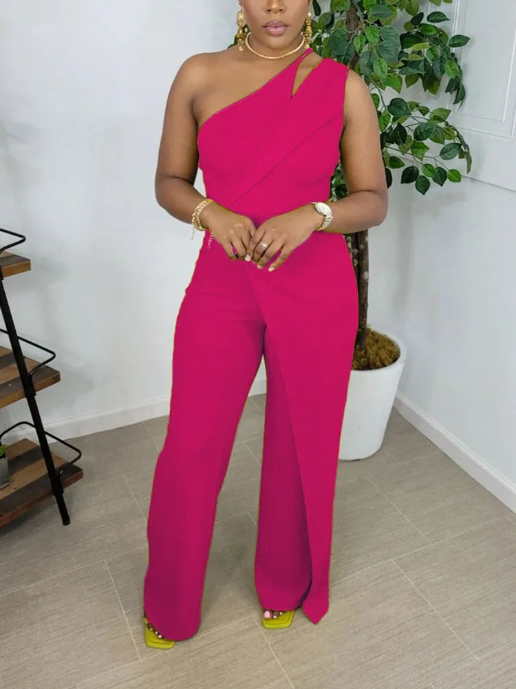 One Shoulder Wide Leg Jumpsuit