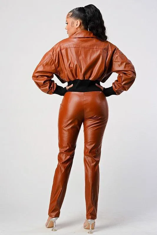 OPEN FRONT DETAIL  JUMPSUIT WITH ELASTIC WAIST