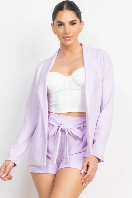Open-Front Jacket & Pleated Short Set