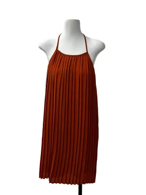Orange Pleated Low Back Dress