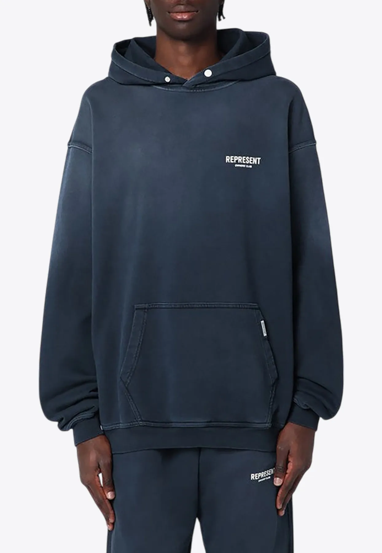 Oversized Washed Logo Hooded Sweatshirt