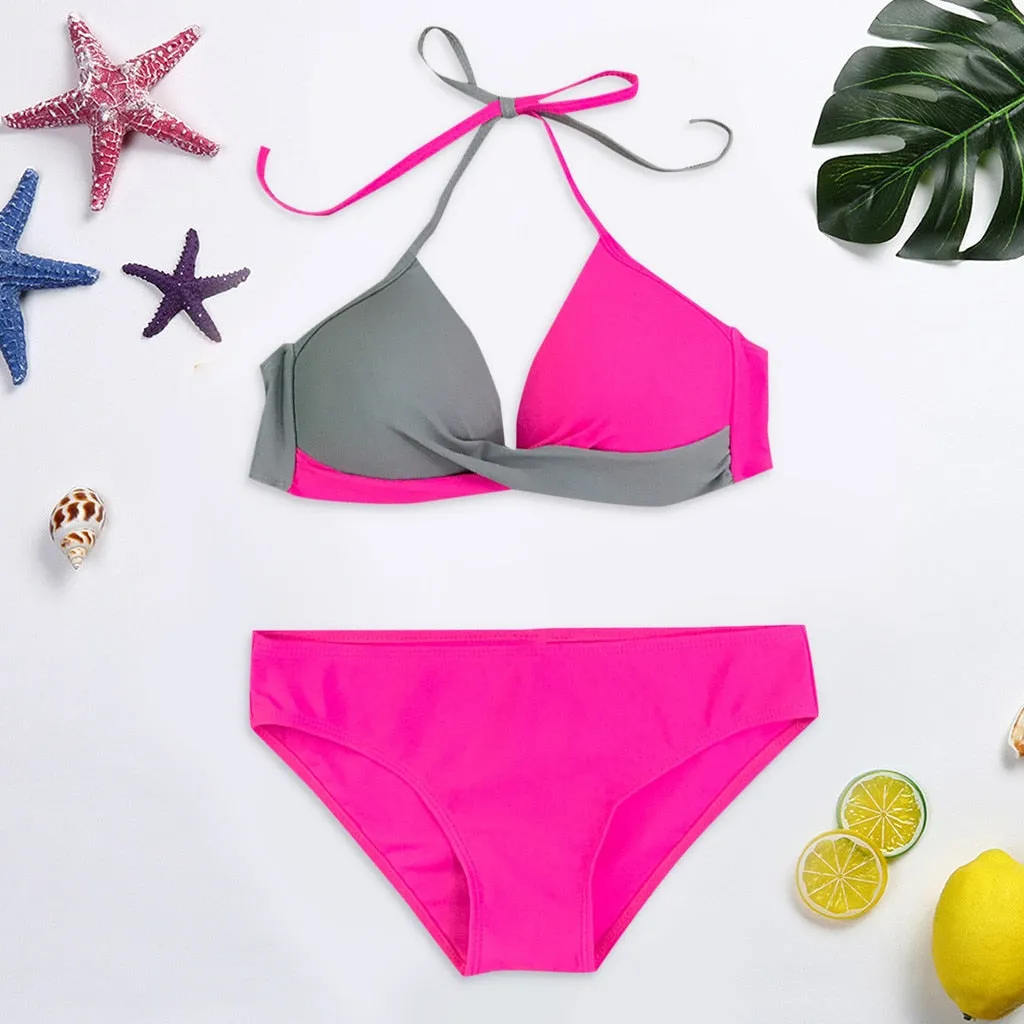 Padded Push-up Low Waist Bathing Suit Two Pieces Swimwear
