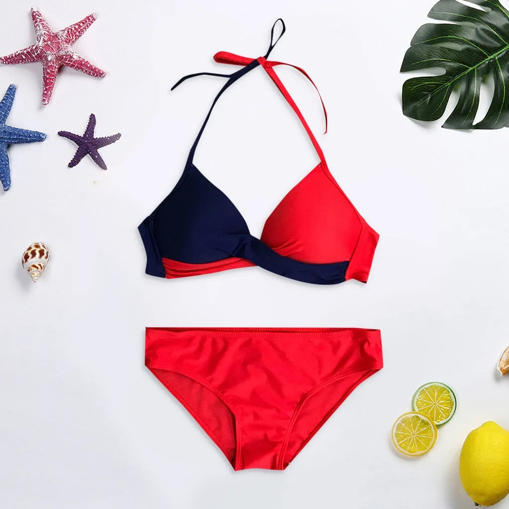 Padded Push-up Low Waist Bathing Suit Two Pieces Swimwear