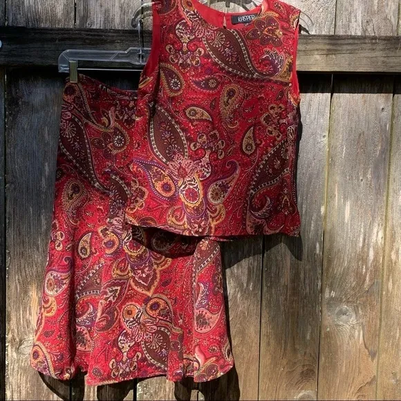 paisley print column midi skirt, autumn colors dressy casual bohemian boho