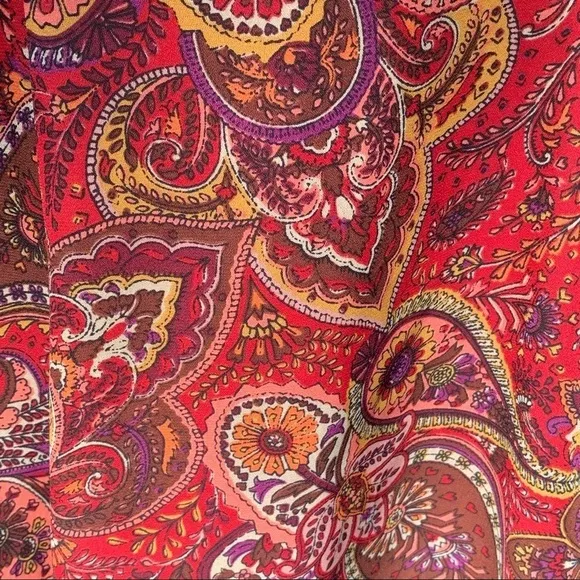 paisley print column midi skirt, autumn colors dressy casual bohemian boho