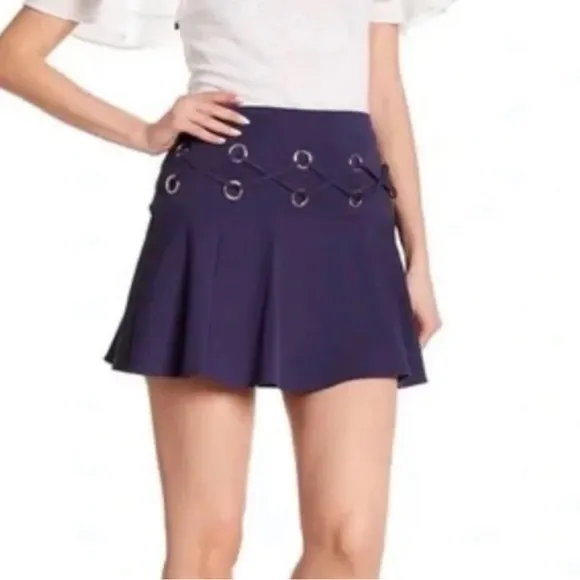 Parker Blue Horizon Pleated Mini Skirt Size Large NWT