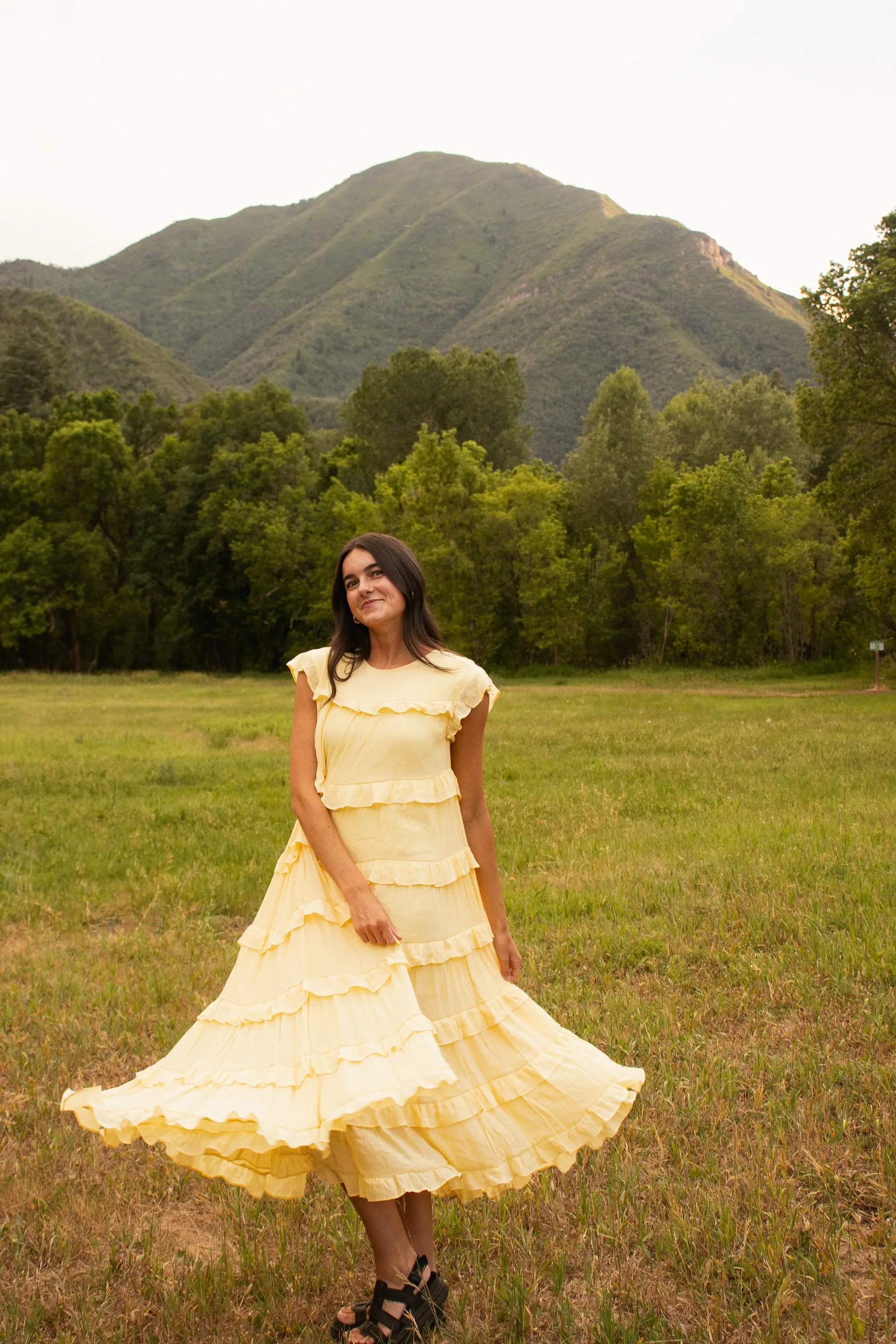 Pastel Yellow Ruffle Dress