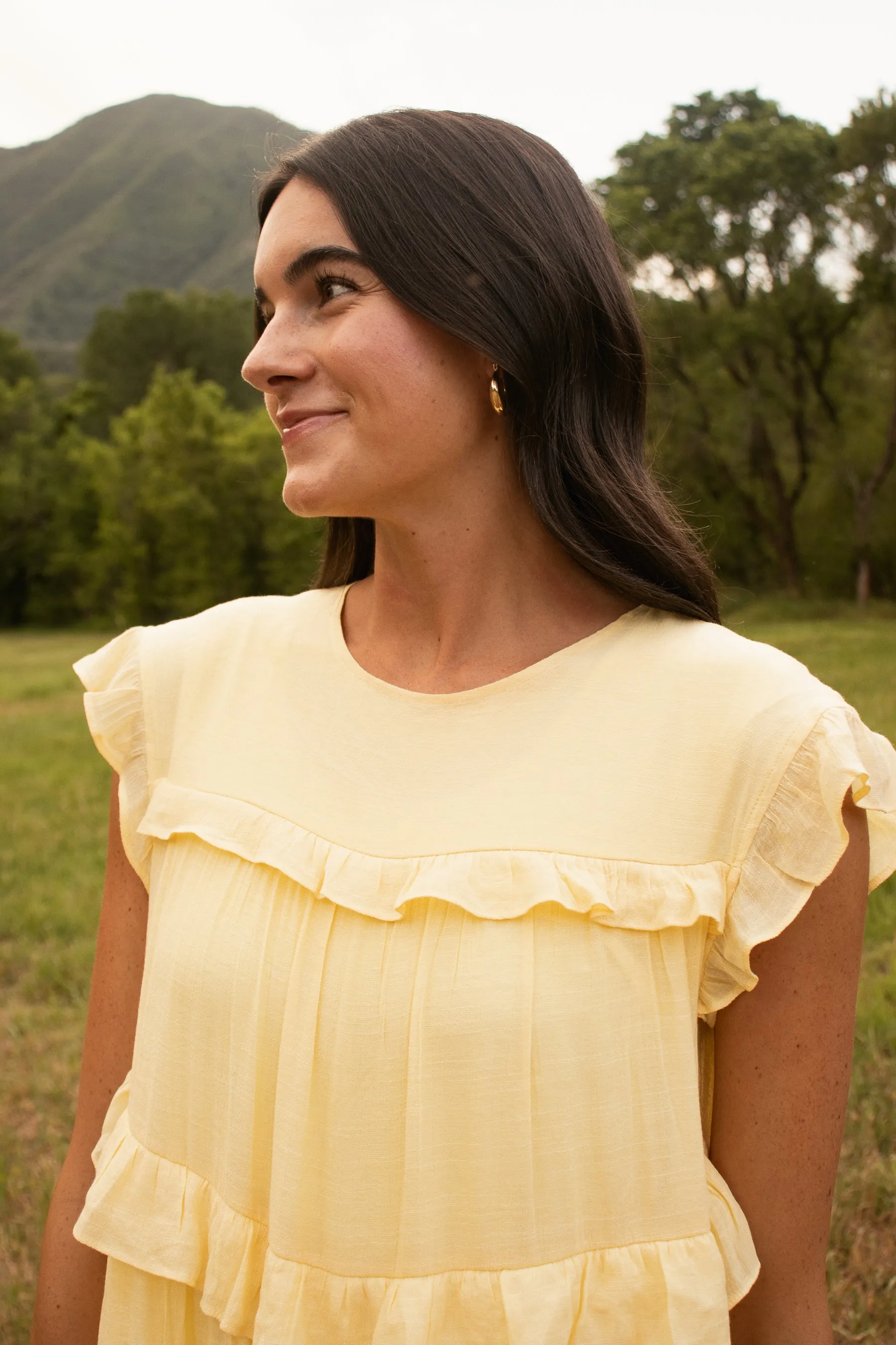 Pastel Yellow Ruffle Dress