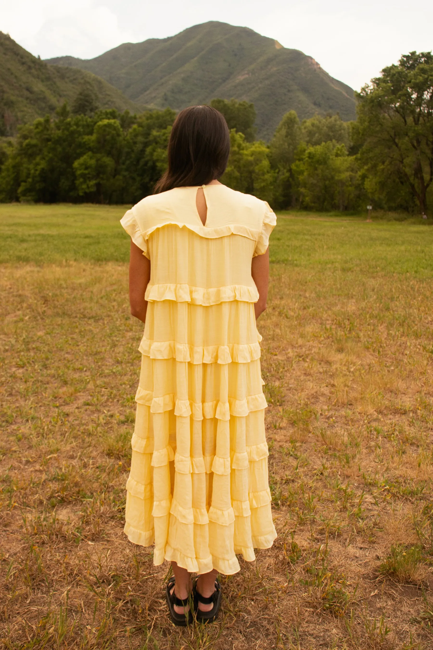 Pastel Yellow Ruffle Dress