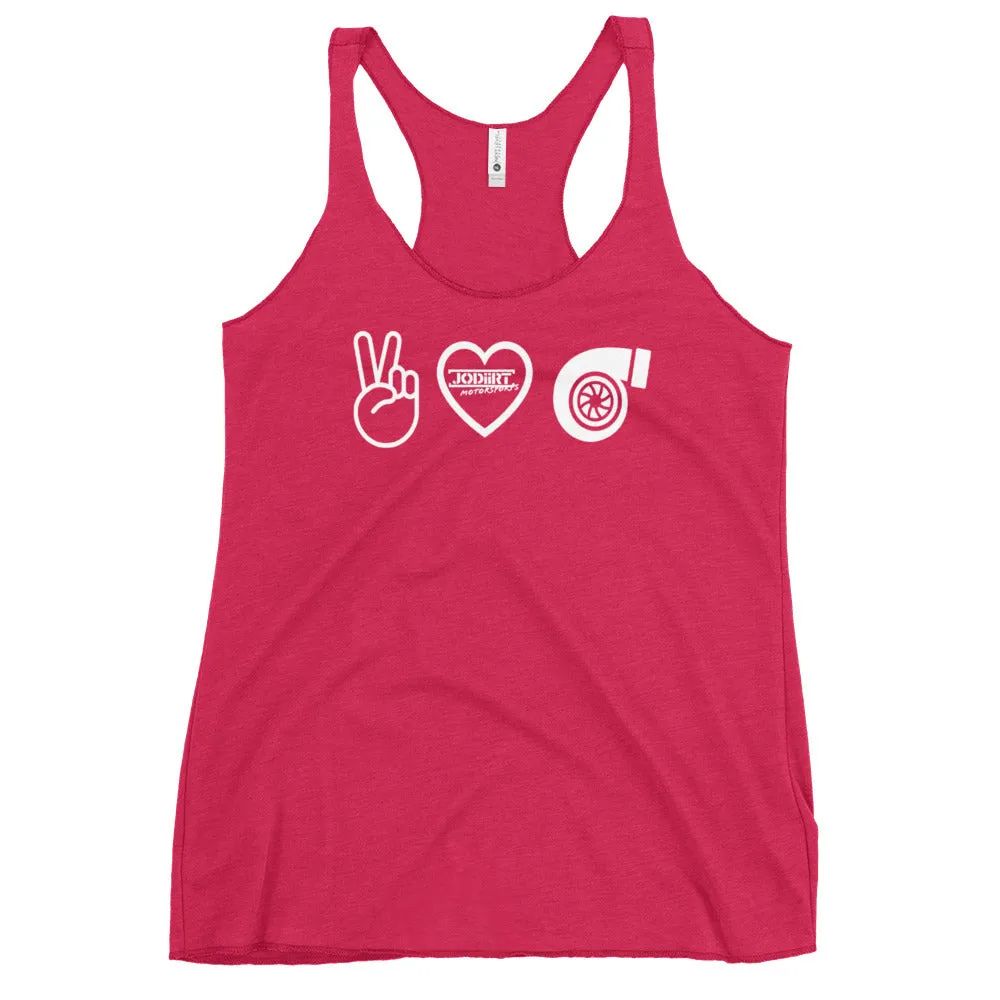 Peace Love Turbo Women's Racerback Tank