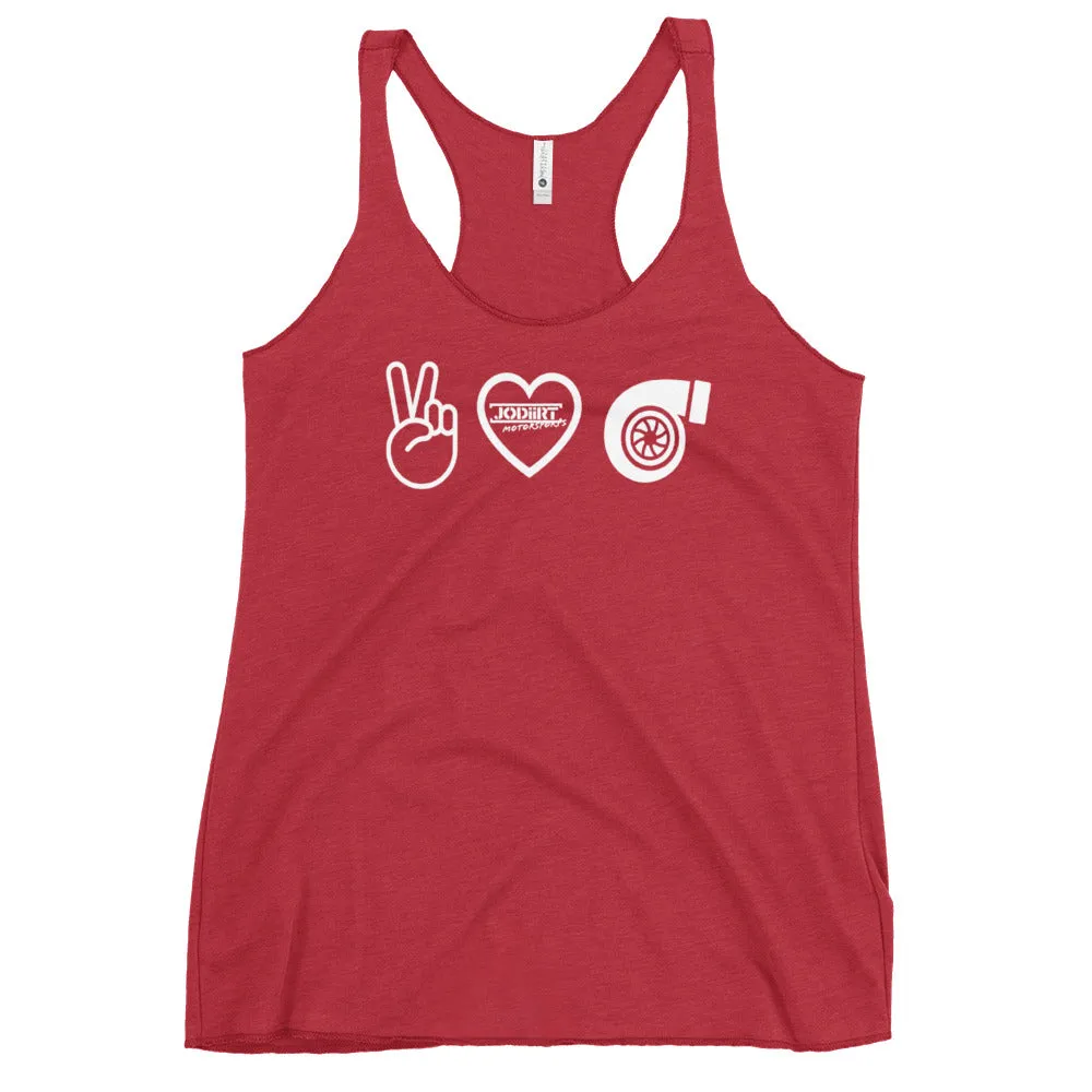 Peace Love Turbo Women's Racerback Tank
