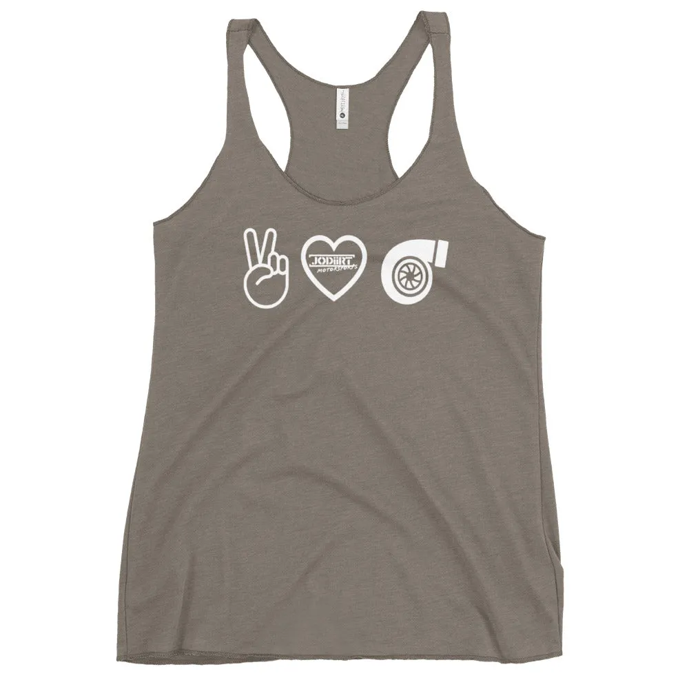 Peace Love Turbo Women's Racerback Tank