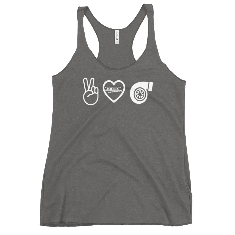Peace Love Turbo Women's Racerback Tank