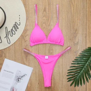 Peachtan Sexy Shiny bikini 2020 mujer Black swimsuit female Triangle swimwear women High cut bathers bathing suit Micro bikini