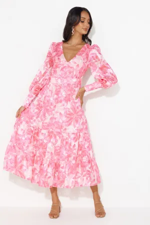 Perfection Takes Time Long Sleeve Maxi Dress Pink