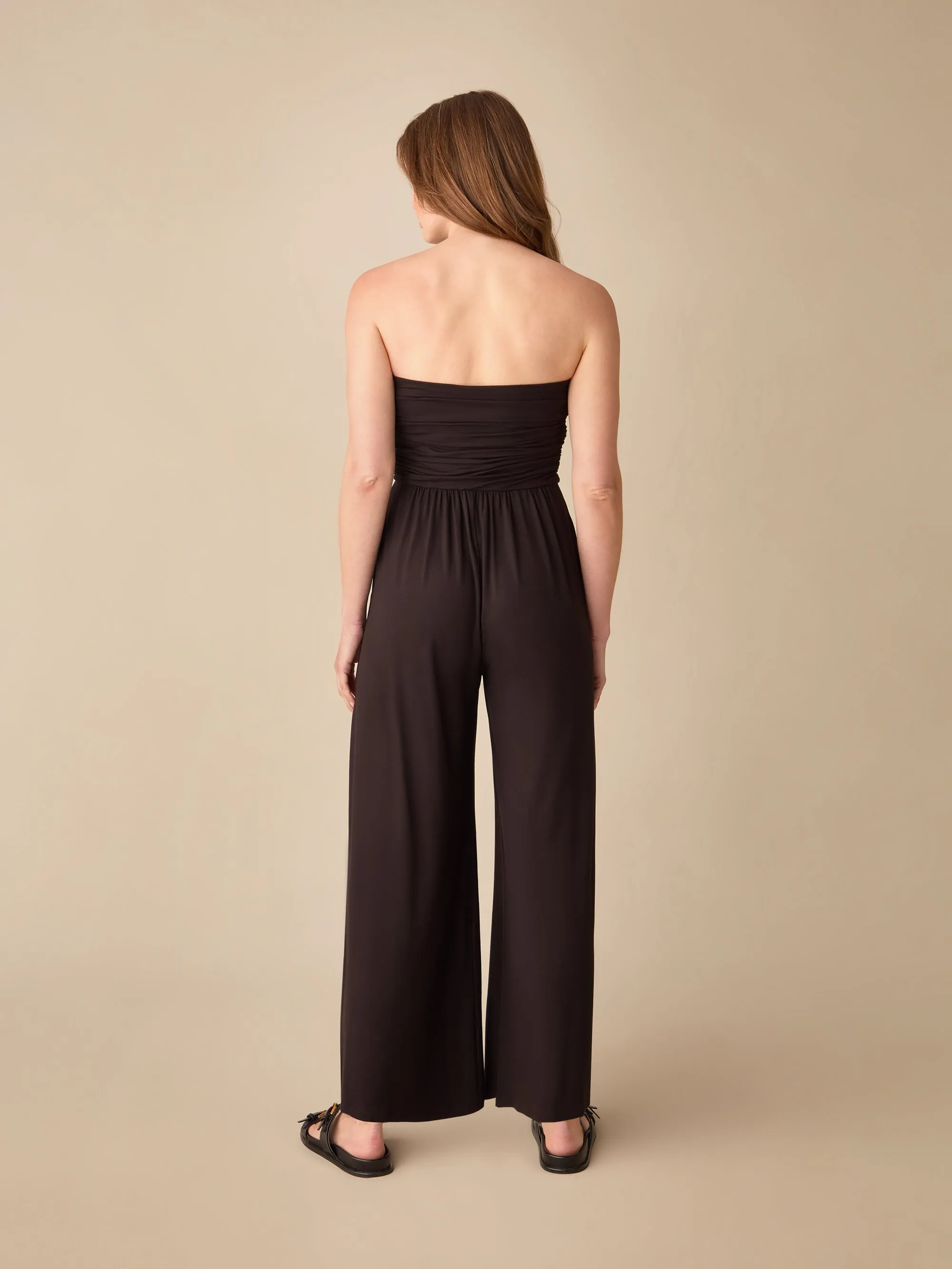 Petite Black Jersey Bandeau Jumpsuit